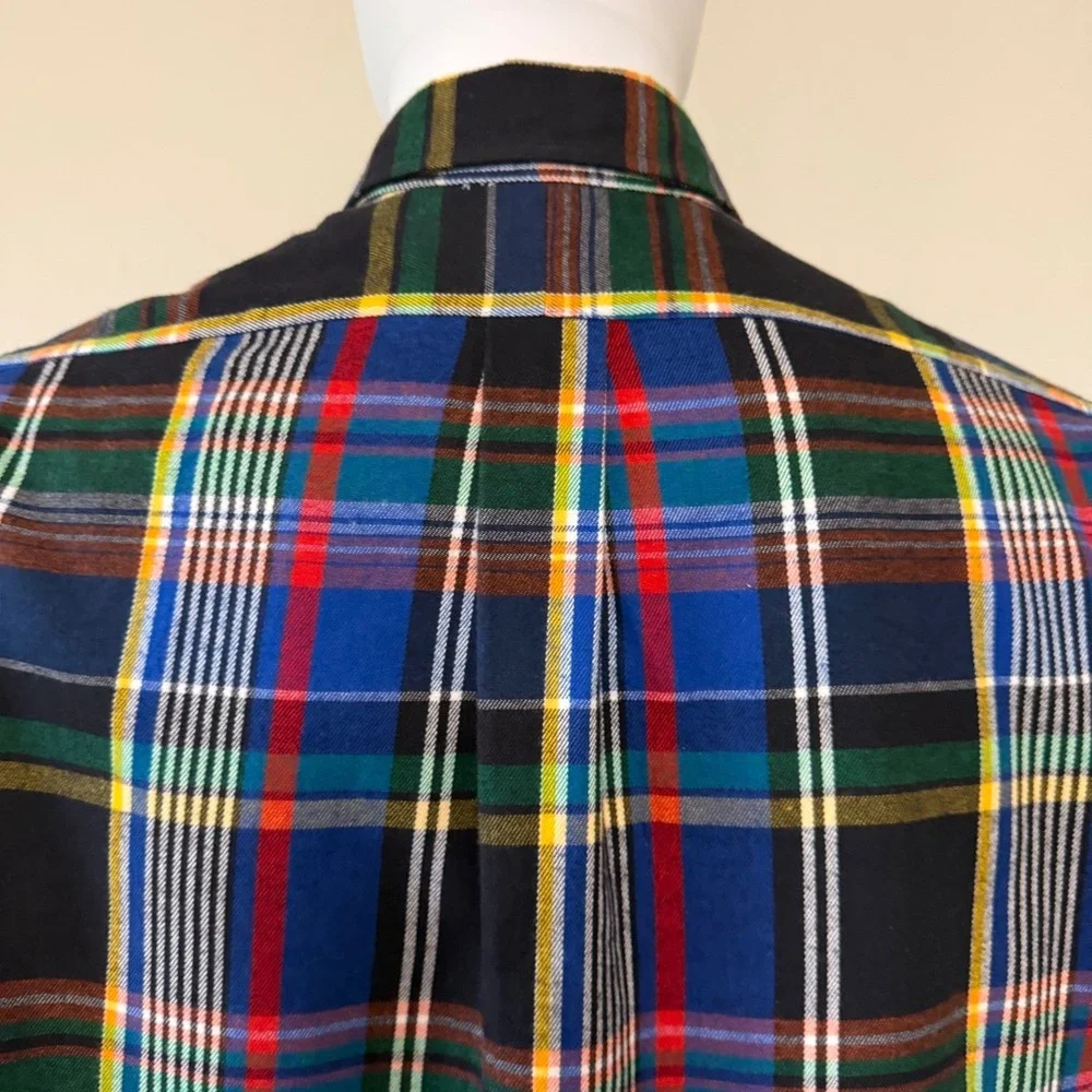 Ralph Lauren Mens  Custom Fit Plaid Flannel Button Down Shirt Multi Color Size L